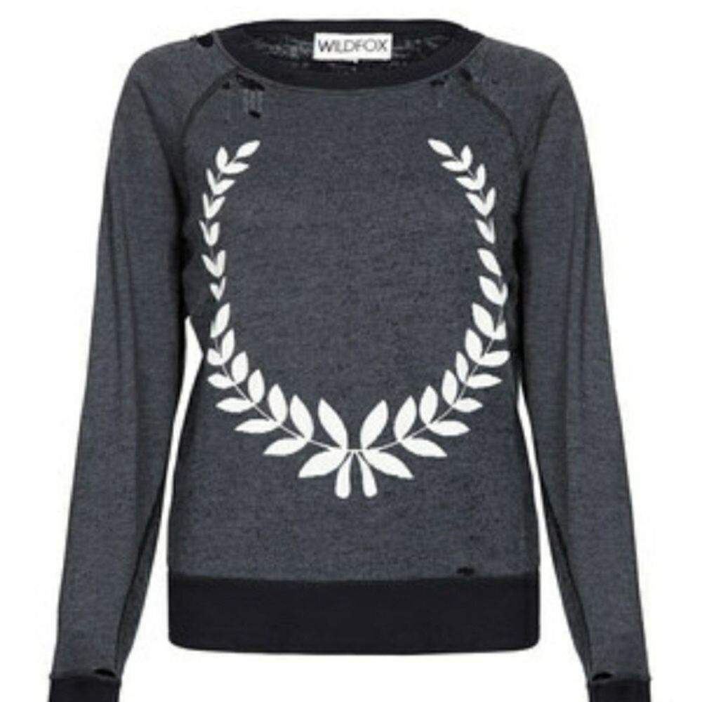 Wildfox Just A Laurel Distressed Long Sleeve Small